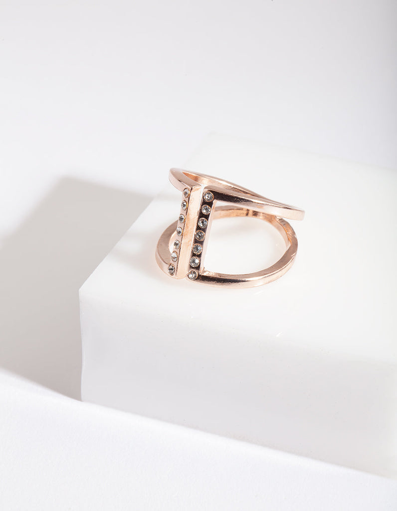 Rose Gold Diamante Crossover Ring Fashion rings, Crossover ring, lovisa  rings 