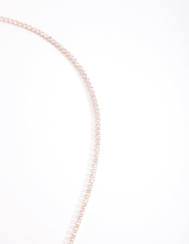 Lovisa CUBIC ZIRCONIA LARIAT - Necklace - rose gold coloured/rose  gold-coloured - Zalando.de