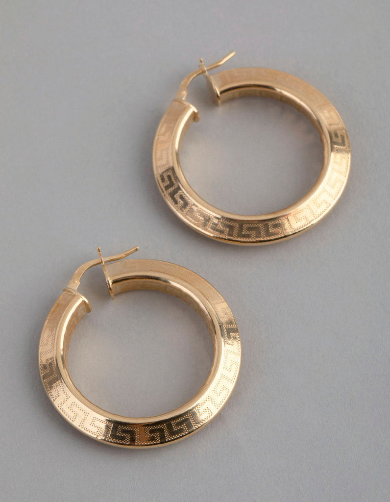 Junior Jewels Sterling Silver Greek Key Hoop Earrings