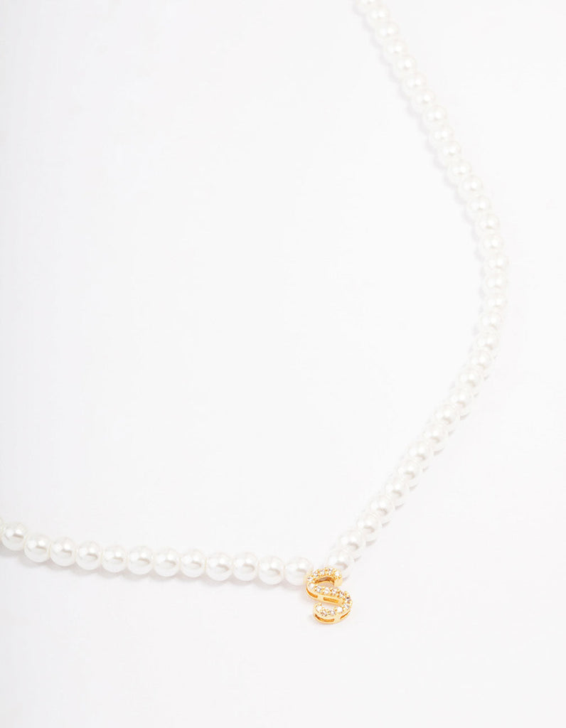 Letter S Gold Plated Layered Diamante Initial Necklace - Lovisa