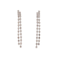 Silver Long Double Row Diamante Drop Earrings - link has visual effect only