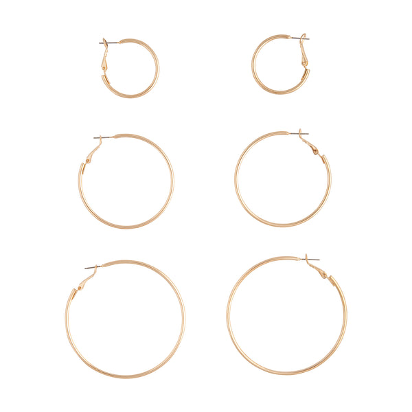 Gold Sleeper Round Hoop Earring Pack