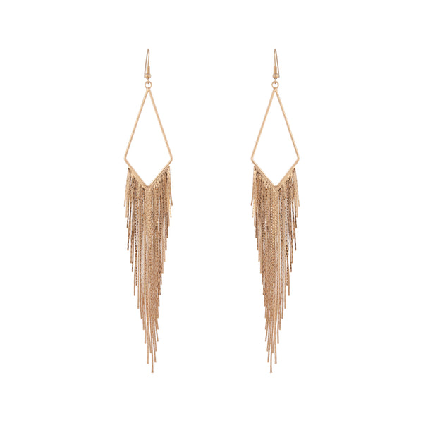 Gold Shiny Fringe Chain Earrings