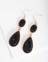 Black Gold Teardrop Jelly Earrings - link has visual effect only