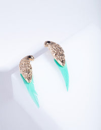 Gold Bird Feather Stud Earrings - link has visual effect only