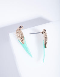 Gold Bird Feather Stud Earrings - link has visual effect only