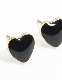 Gold Enamel Heart Stud Earrings - link has visual effect only