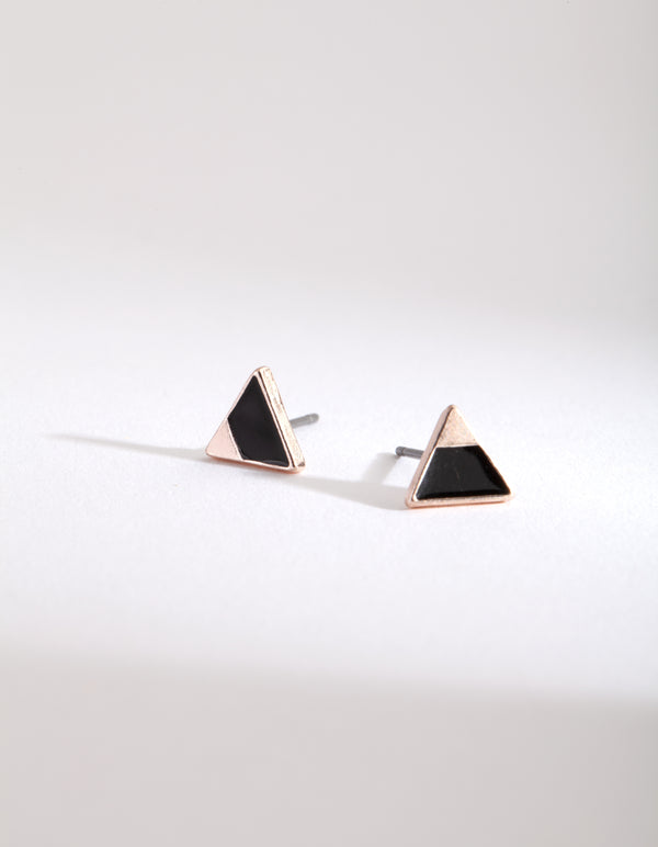 Black Metallic Tip Triangle Stud