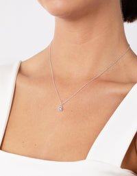 Sterling Silver Rhodium Plated Cubic Zirconia Necklace - link has visual effect only