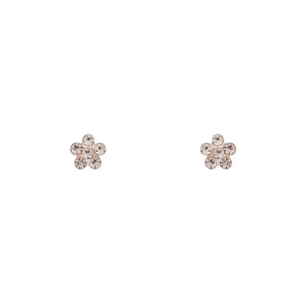 Sterling Silver Mini Diamante Flower Stud Earrings