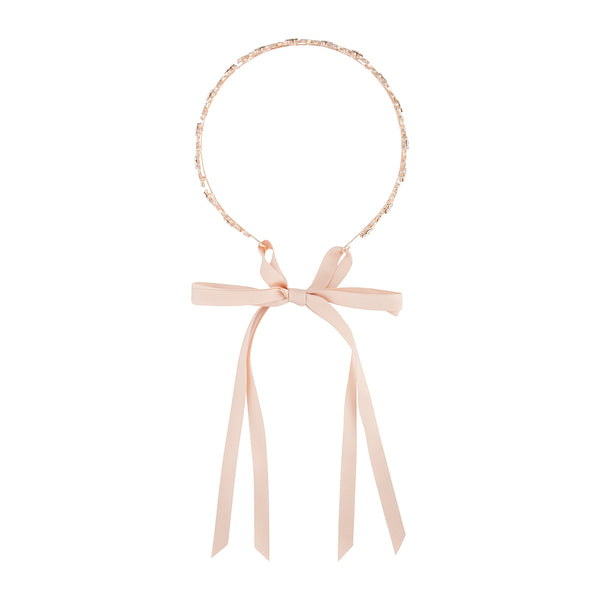 Rose Gold Diamante Leaf Tie Headband