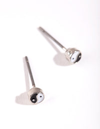 Rhodium Mini Yin-Yang Stud Earrings - link has visual effect only