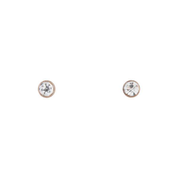 Rose Gold Diamante Very Small Stud Earrings