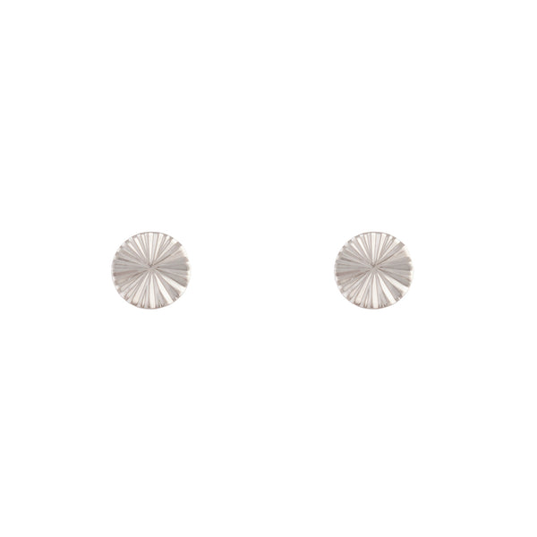 Silver Textured Wheel Stud Earrings