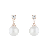 Rose Gold Diamante Pearl Small Drop Earrings - link has visual effect only