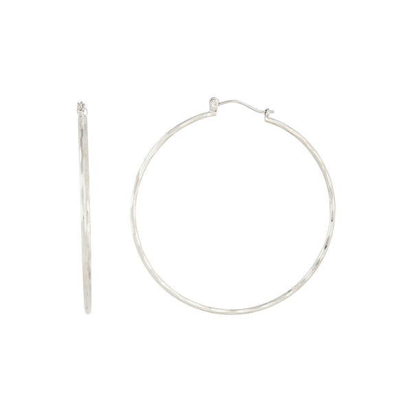 Silver Diamond Cut Hoop Earrings