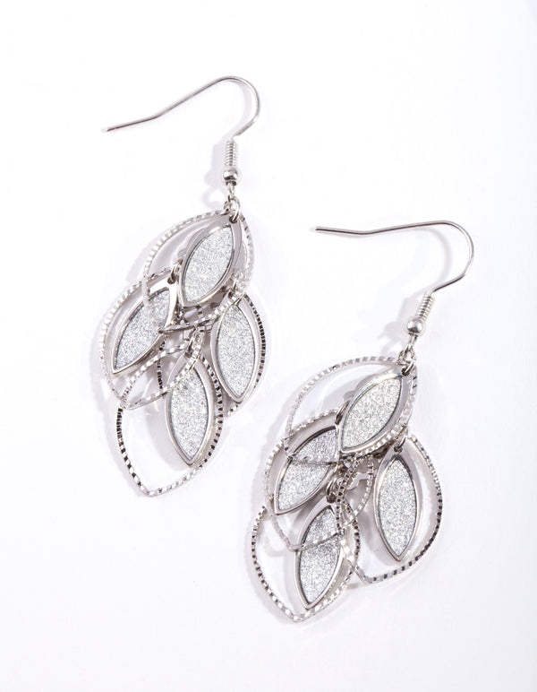 Silver Glitter Layered Earrings