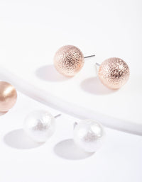 Rose Gold Pearl Sandblast Earring Pack - link has visual effect only