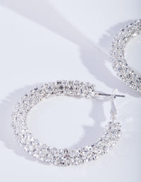 Crystal Encrusted Chunky Silver Hoop Earrings - link has visual effect only