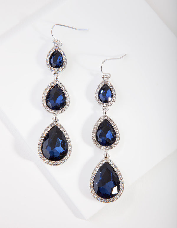 Rhodium Diamante Teardrop Earrings