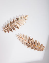 Gold Double Leaf Hair Clip Pack - link has visual effect only