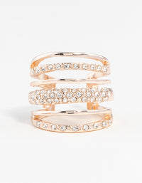 Rose Gold Six Layer Diamante Band Ring - link has visual effect only