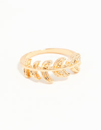 Gold Leaf Band Ring - link has visual effect only