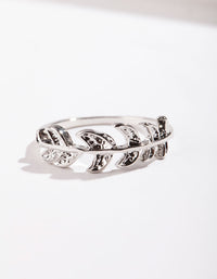 Rhodium Leaf Band Ring - link has visual effect only