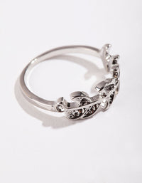 Rhodium Leaf Band Ring - link has visual effect only