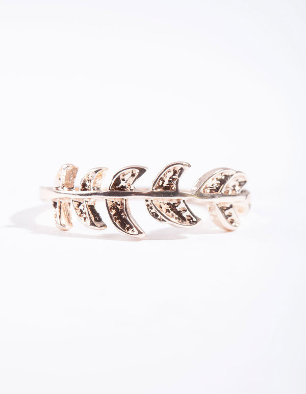 Rose Gold Leaf Band Ring