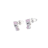 Pink White Owl Stud Earrings - link has visual effect only