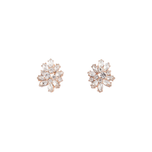 Rose Gold Diamante Cluster Earrings