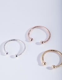 Mixed Metal Diamond Cut Septum Nose Ring Pack - link has visual effect only