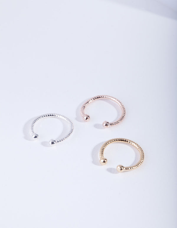 Mixed Metal Diamond Cut Septum Nose Ring Pack