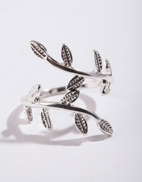 Silver Leaf Double Band Ring - link has visual effect only