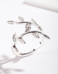 Silver Leaf Double Band Ring - link has visual effect only