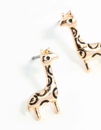 Gold Etched Giraffe Stud Earrings - link has visual effect only