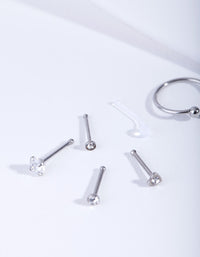 Silver Surgical Steel Mixed Nose Piercing 6-Pack - link has visual effect only