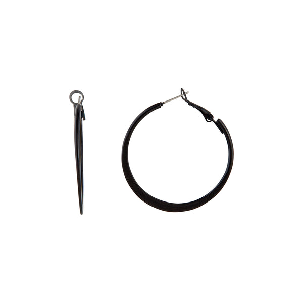 Black Flat Bottom Hoop Earrings