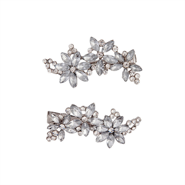 Multi Flower Diamante Clips