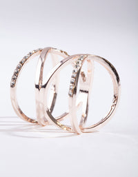 Rose Gold Diamante Double Crossover Ring - link has visual effect only