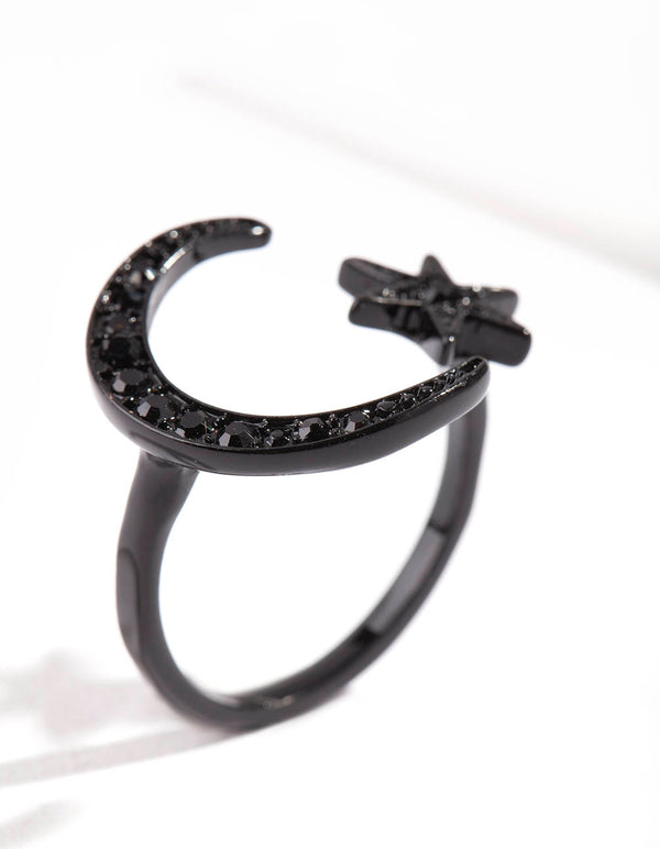 Black Star Moon Ring