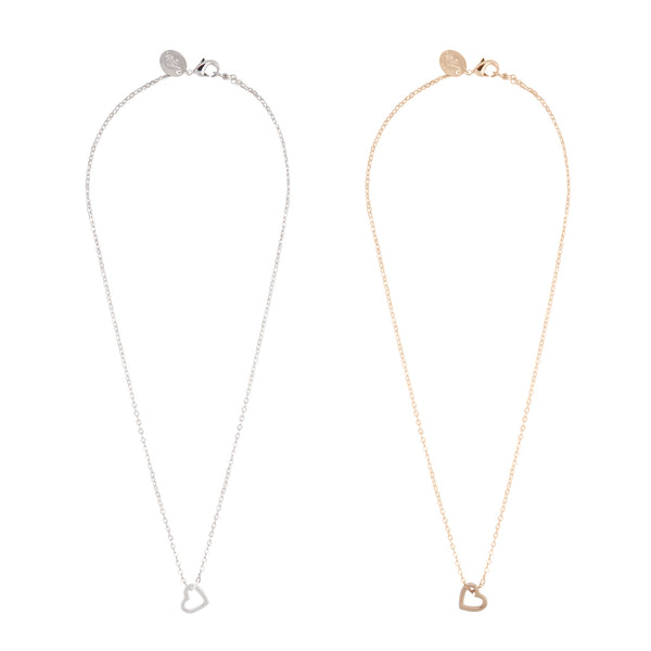 Tear & Share Gold Silver Cut-out Heart Necklace Pack