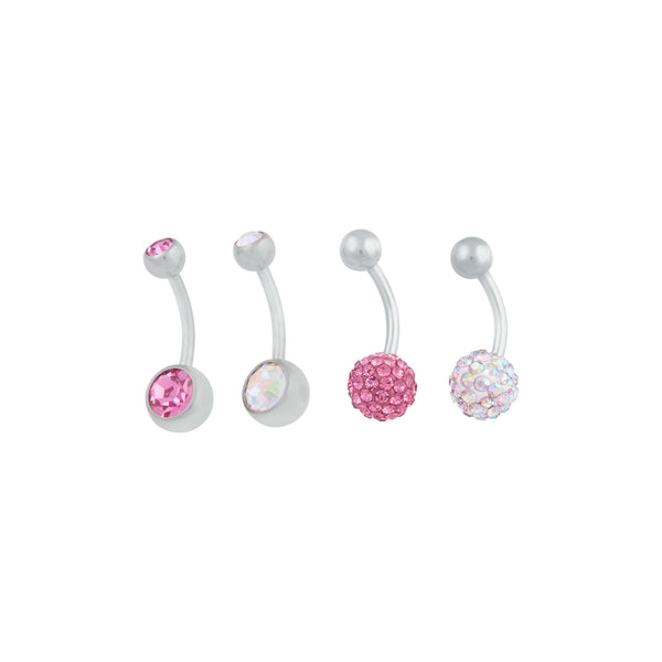 Surgical Steel Fireball Belly Bar 4-Pack