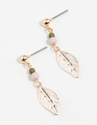 Rose Gold Textured Leaf Drop Earrings - link has visual effect only