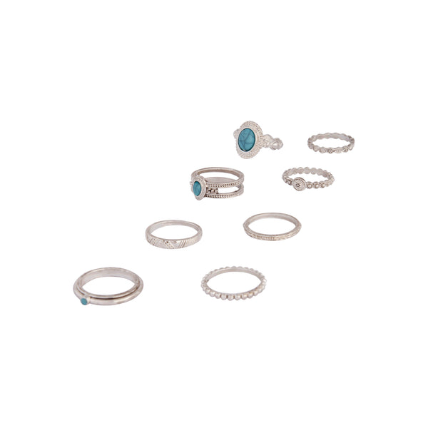 Silver Stackable Ring Turquoise 8-Pack