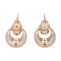 Etched Antique Gold Disc Chandbali Earrings - link has visual effect only