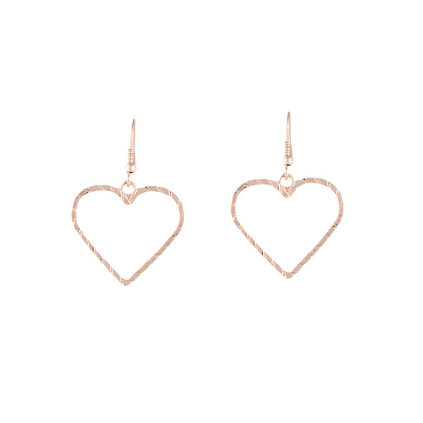 Rose Gold Rope Look Heart Drop Earring