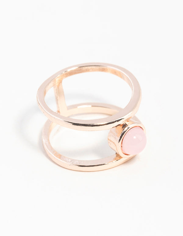 Rose Gold Double Band Centre Stone Ring