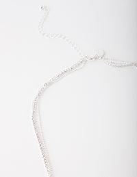 Silver Layered Diamante Chain Necklace - link has visual effect only